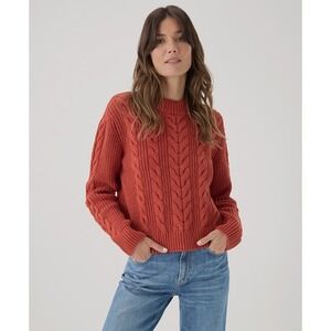 Pact Organic Cotton Chunky Cable Knit Crew Sweater Size S Fisherman Cabincore